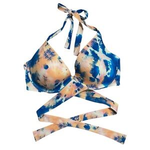 ADORE ME NWT Tie-Dye Rimini Padded Push Up Halter Neck Bikini Top 36DDD